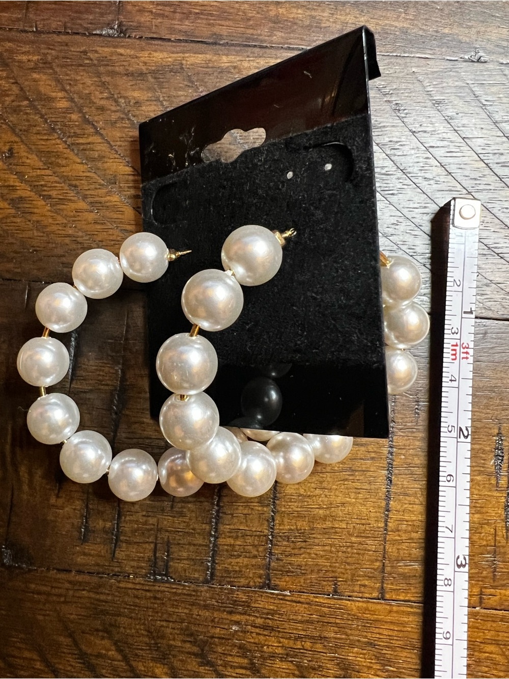Chunky Pearl Bead Hoop Earrings - White Pearlescent